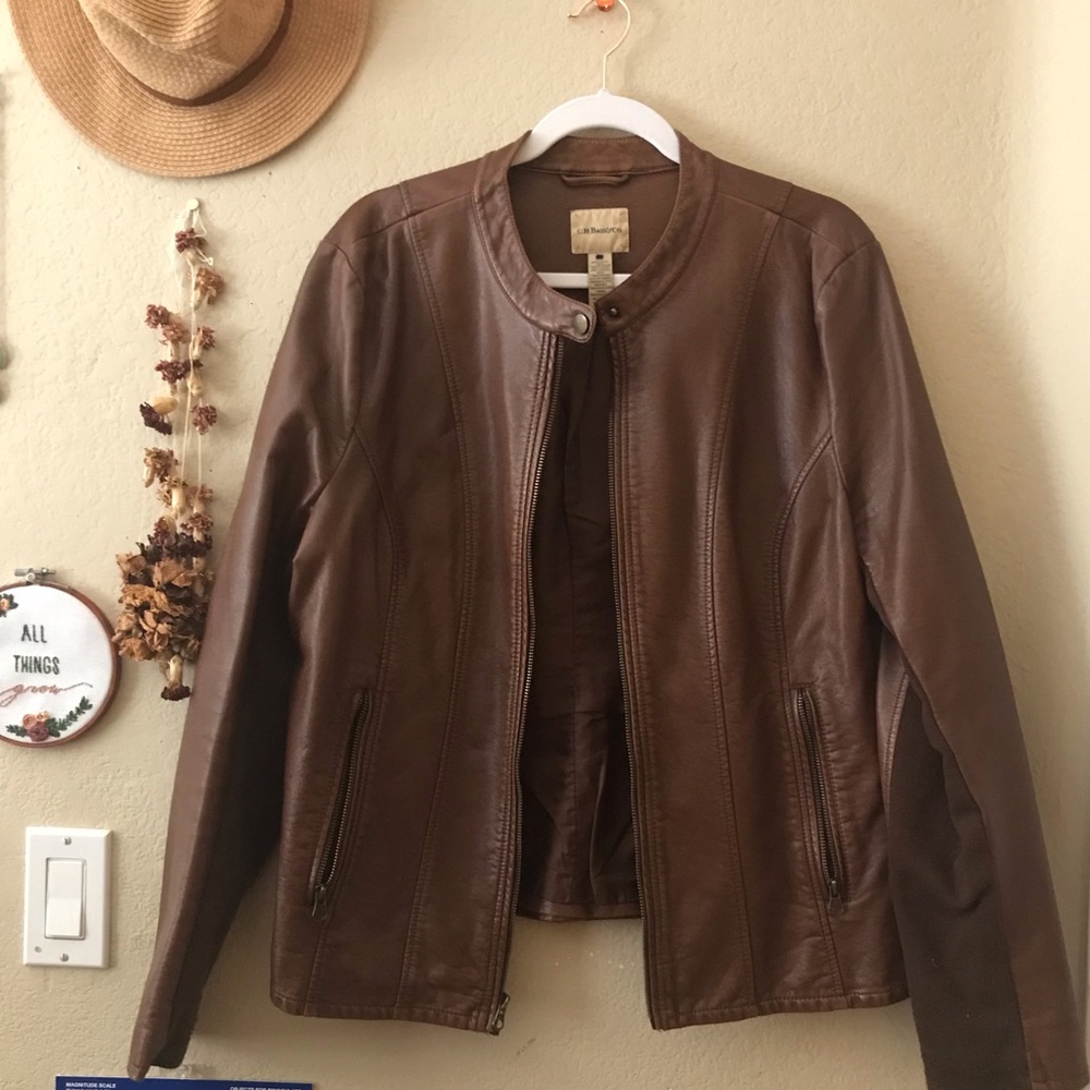 Brown Faux Leather Jacket
